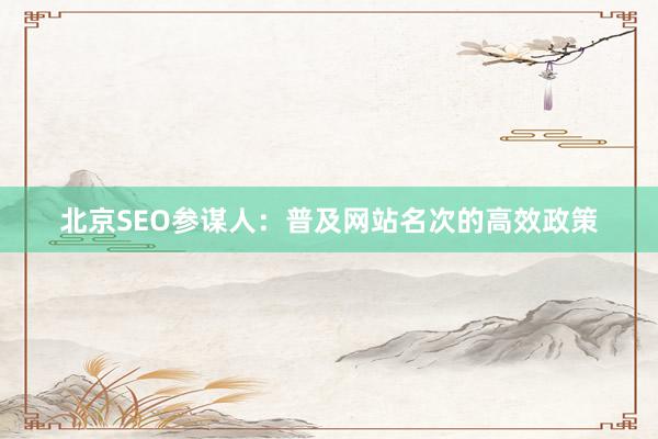 北京SEO参谋人：普及网站名次的高效政策